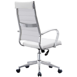 Back Angle for a White office chair that is modern and highback
