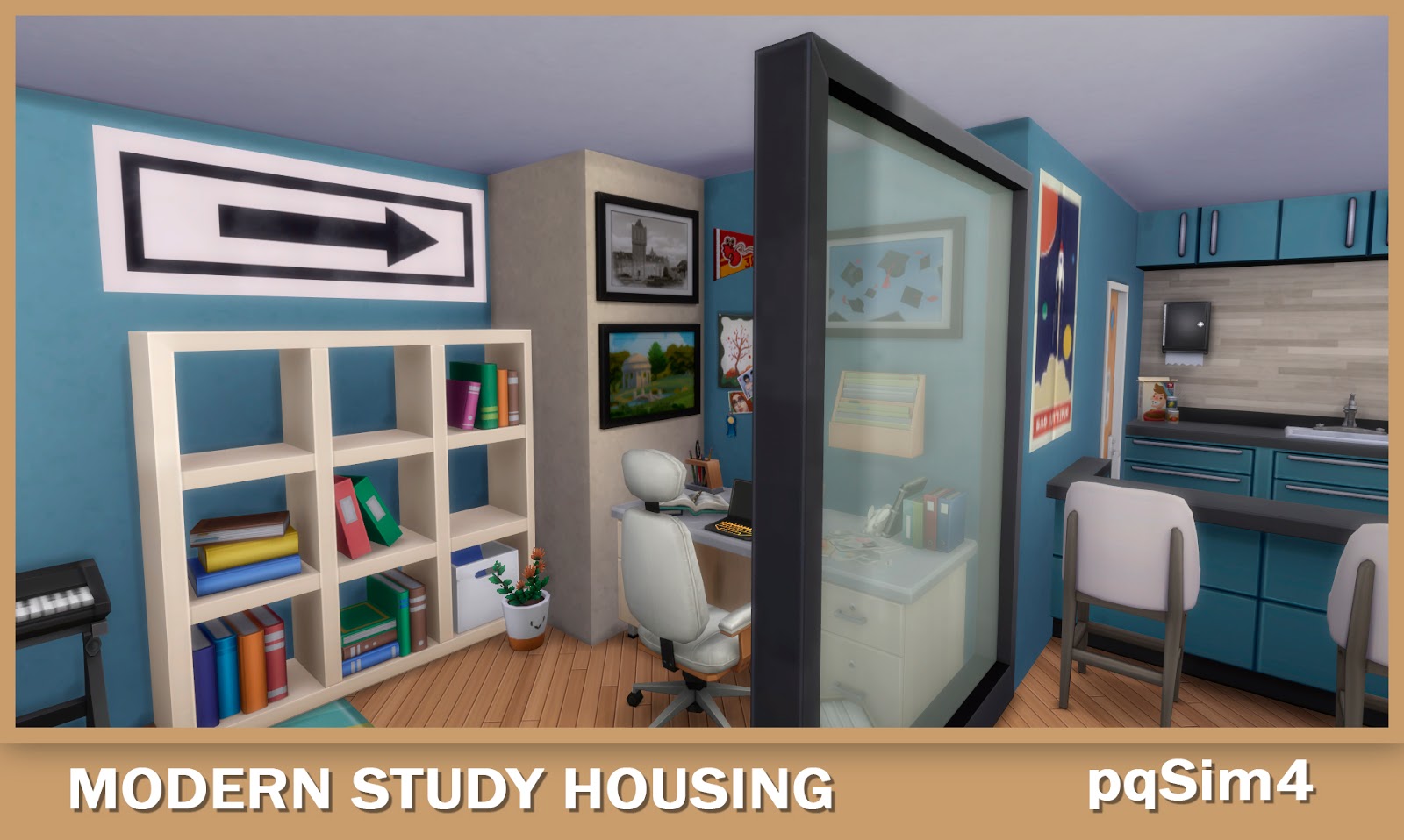 NO CC. Modern Student Housing. The Sims 4 Speed Build.