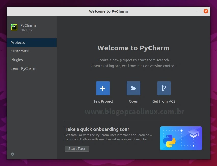 PyCharm Community executando no Ubuntu 21.10 (Impish Indri)