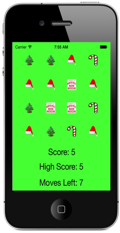 iPhone screenshot of North Pole Swap match-three game for iOS, by Weston B. of Weston's Wacky World