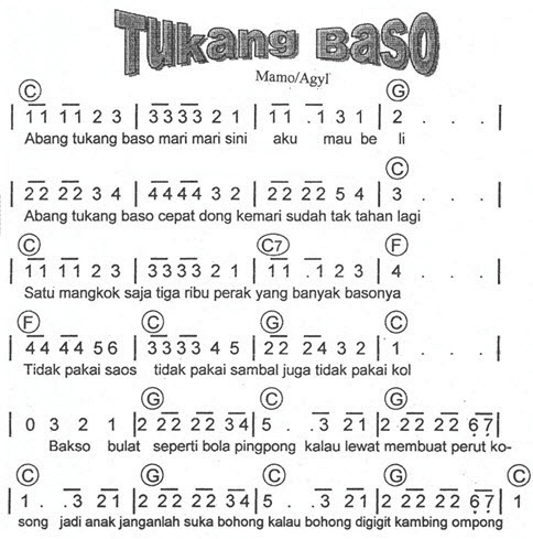 Not Angka Lagu Sayur Kol Koleksi Not Angka