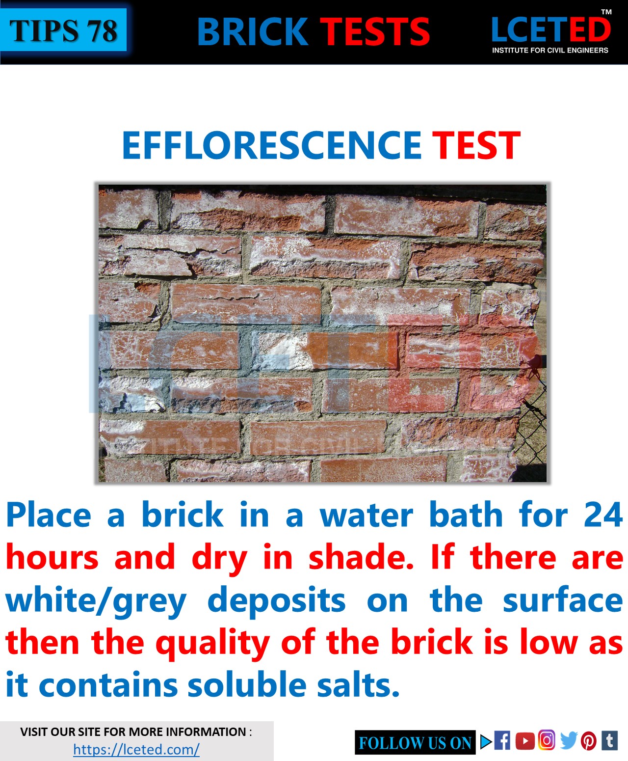 TYPES OF TESTS ON BRICKS USED BY CIVIL ENGINEERS lceted LCETED