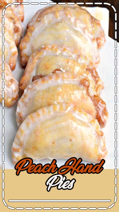 Dessert is ready in 30 minutes with these Glazed Peach Hand Pies! The flaky crust and spicy cinnamon filling are the perfect combo in a hand pie, plus they're baked not fried! More #dessert