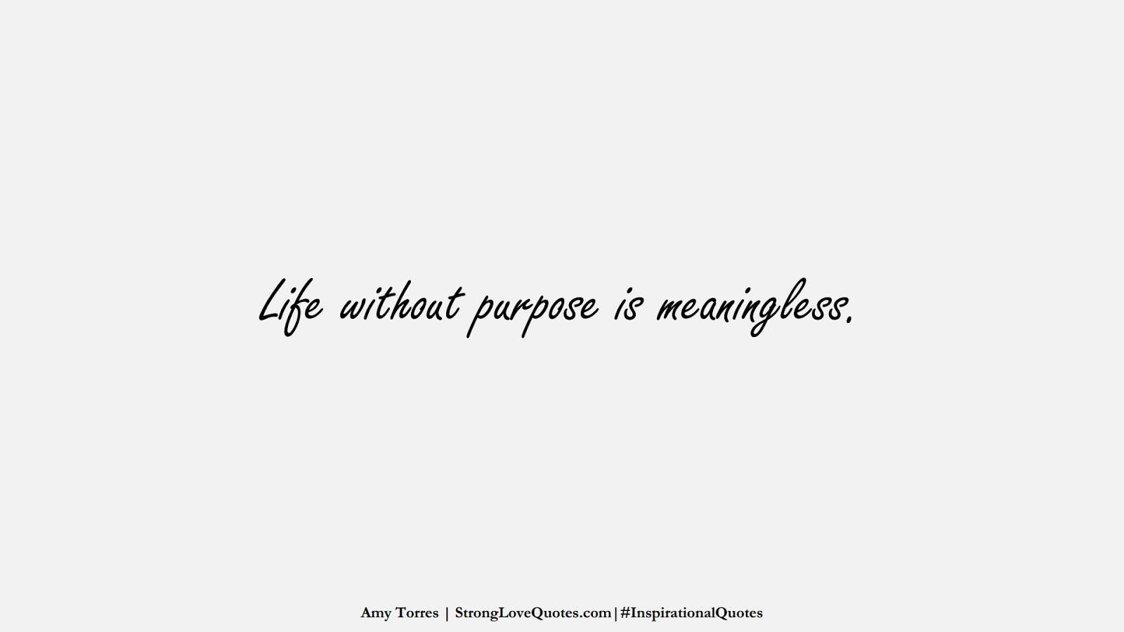 Life without purpose is meaningless. (Amy Torres);  #InspirationalQuotes