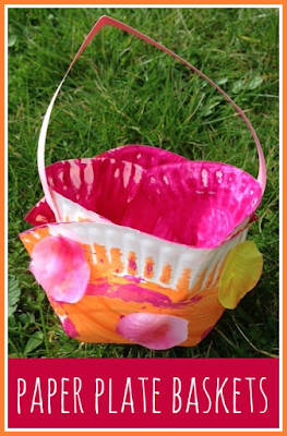 How to make spring themed paper plate baskets for Easter