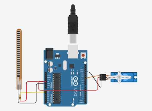 flex sensor servo motor arduino