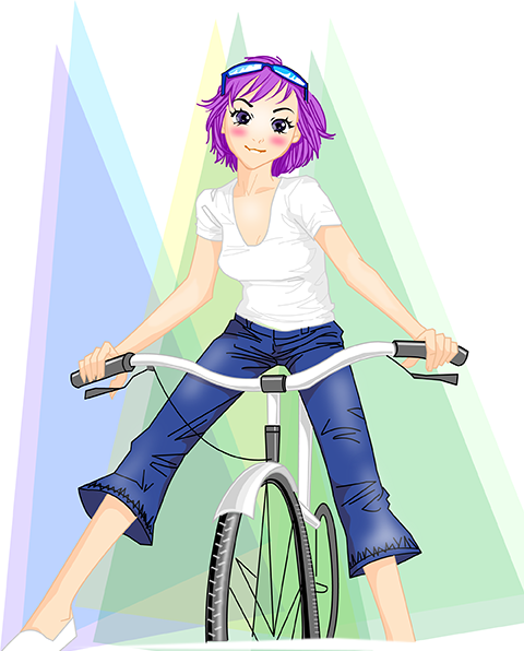 Imagen de jovencita manga montando en bici