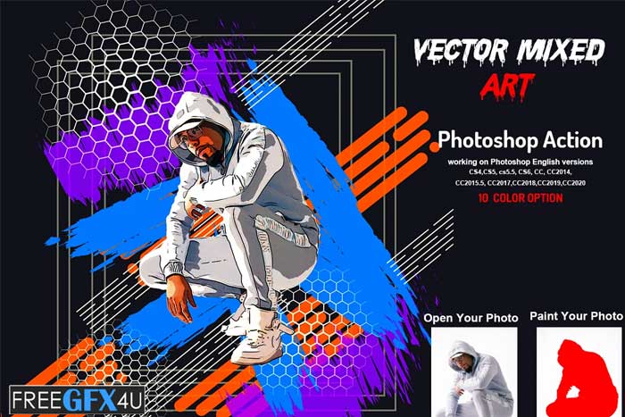 CreativeMarket - Vector Mixed Art Photoshop Action Vector Mixed Art Photoshop Action