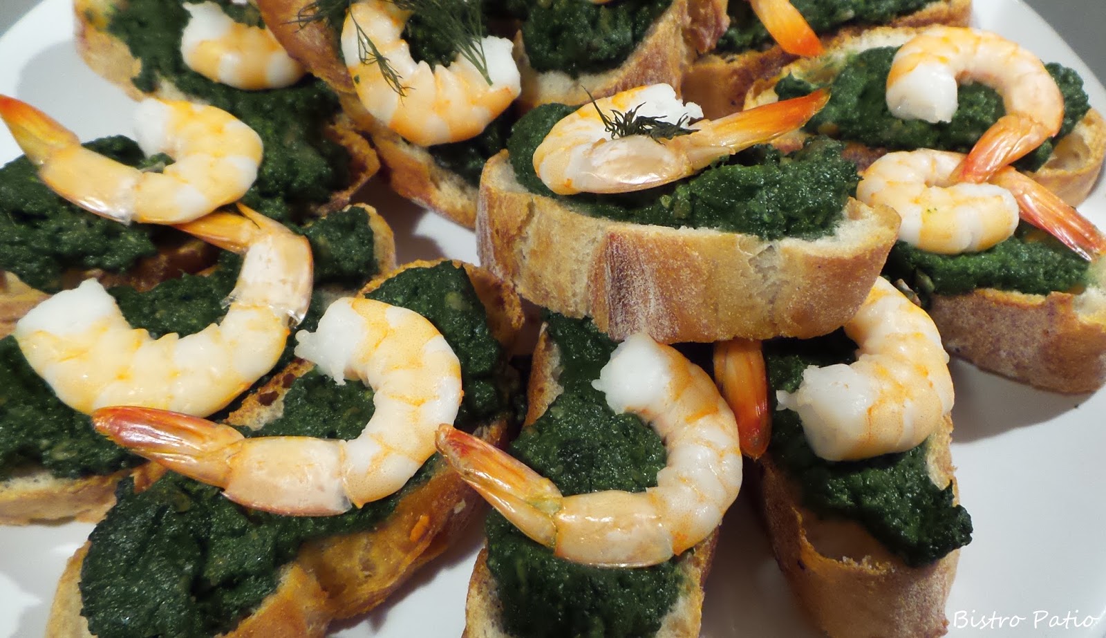 Bistro Patio Bruschetta ze szpinakowym pesto i krewetką