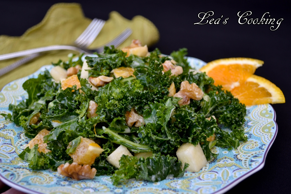 Lea's Cooking Kale Salad with Orange Tahini Dressing