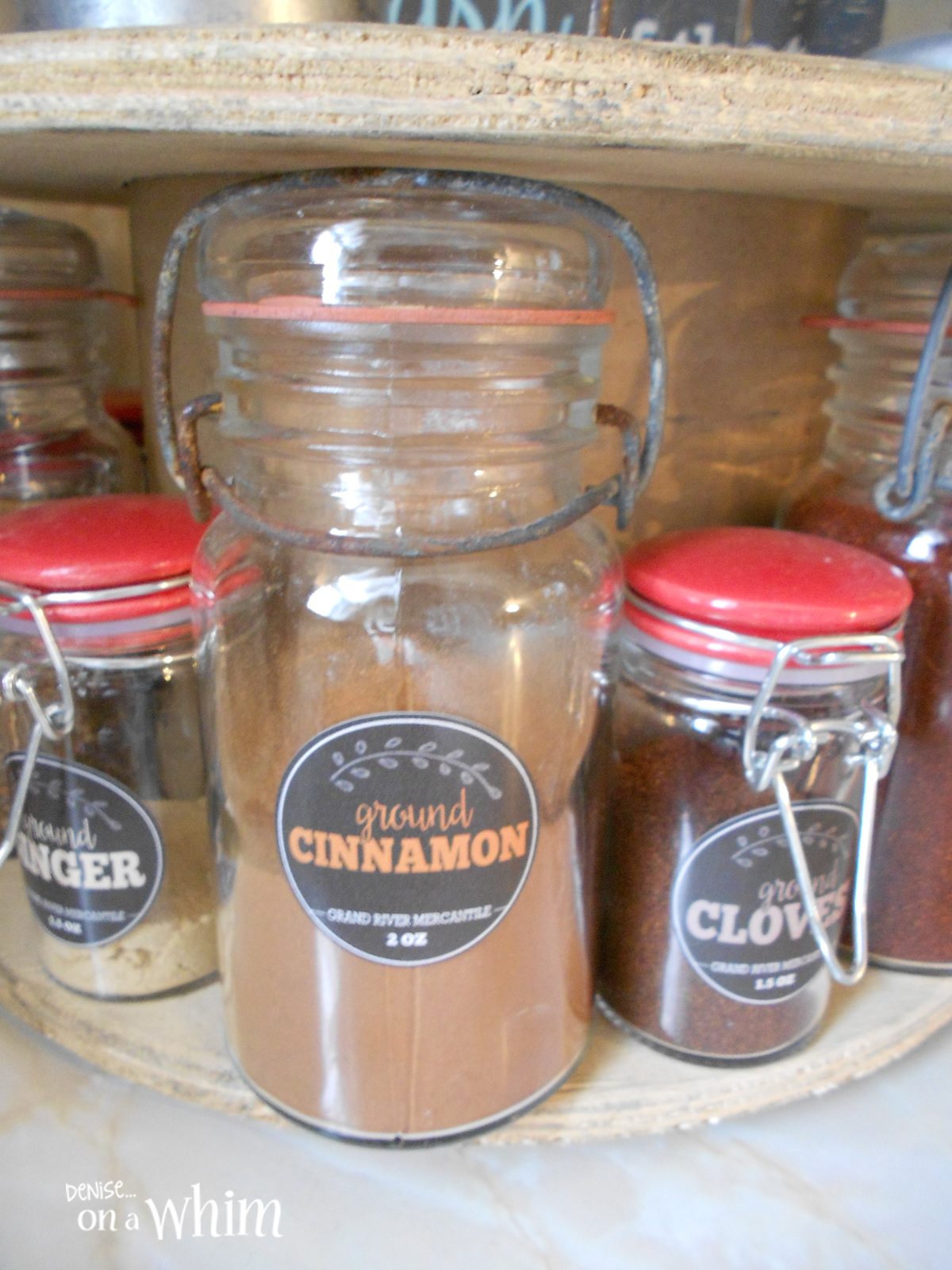 denise...on a whim Mason Jar Spice Rack on an Old Spool