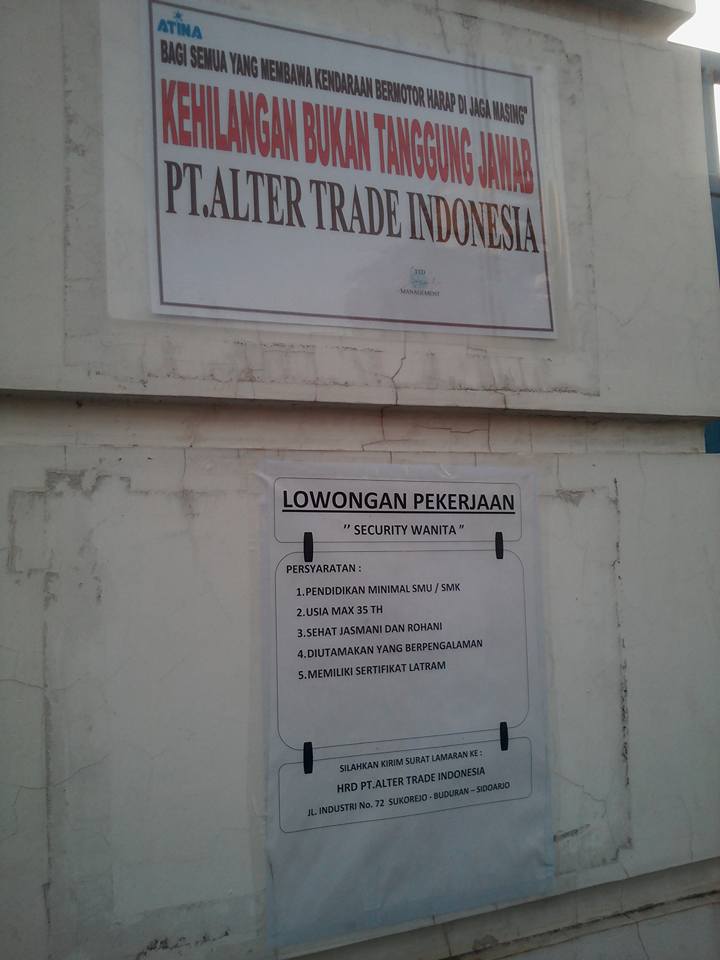 Lowongan Kerja Mojokerto, Surabaya, Pasuruan, Sidoarjo, Gresik, Jombang