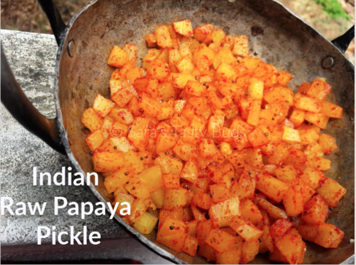 SARA'S TASTY BUDS Indian Raw Papaya Pickle Foodie Extravaganza {Party}