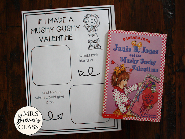 Junie B Jones and the Mushy Gushy Valentine book study literacy unit with Common Core aligned companion activities for First Grade & Second Grade