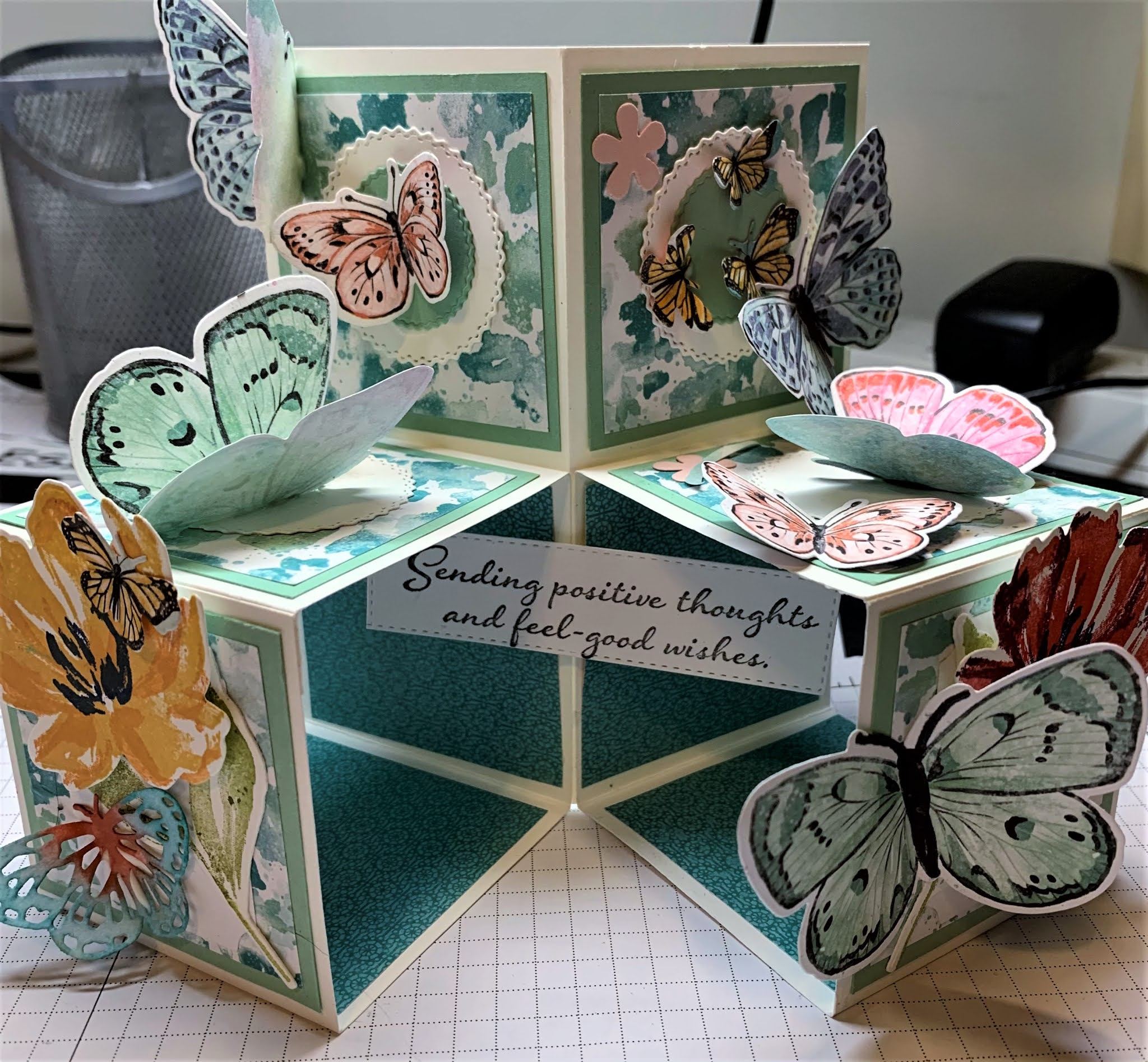 Crafty Maria's Stamping World Triple Pop Up Box with Butterflies and