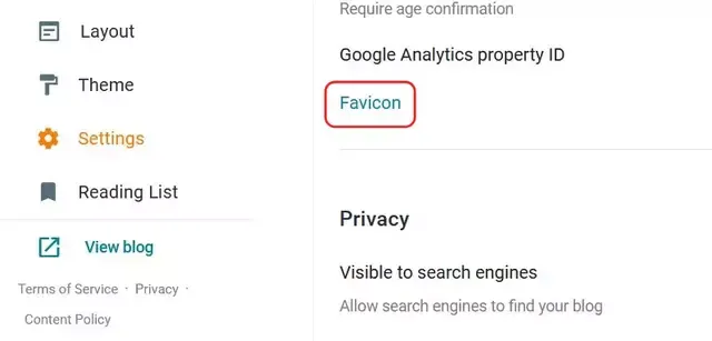 Upload Custom Favicon in Blogger Dashboard