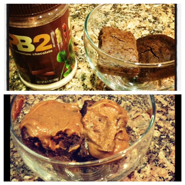 Chocolate Protein Bars w/ PB2 "icing"