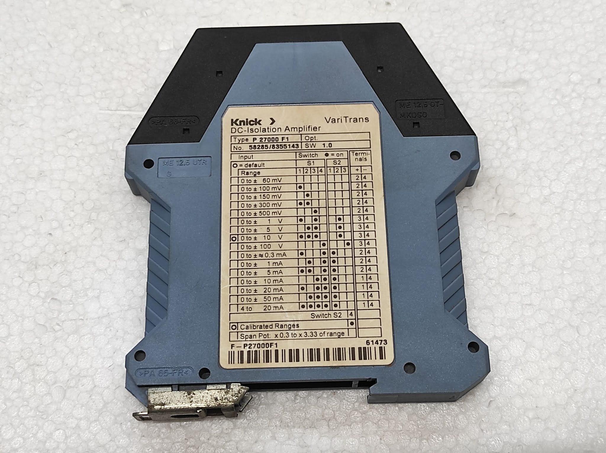 KNICK P 27000 F1 DCISOLATION AMPLIFIER P27000F1 58285/8355143 SW 1.0