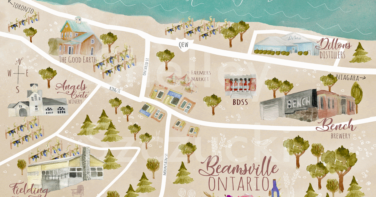 The Charming Place Beamsville Ontario Custom Illustrated Map