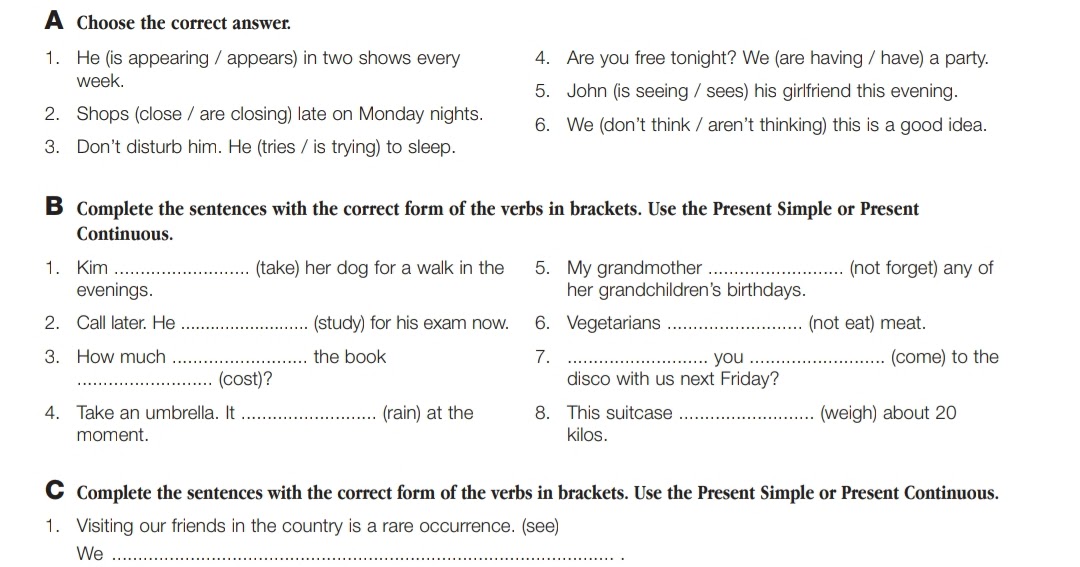 LET'S LEARN TOGETHER!!: PRESENT SIMPLE vs PRESENT CONTINUOUS EXERCISES