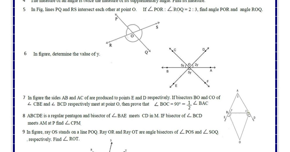 Assignment Lines and Angles (Class 9th)