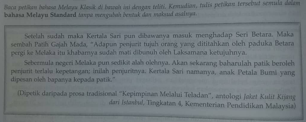 CENDEKIA BAHASA: BAHASA MELAYU STANDARD