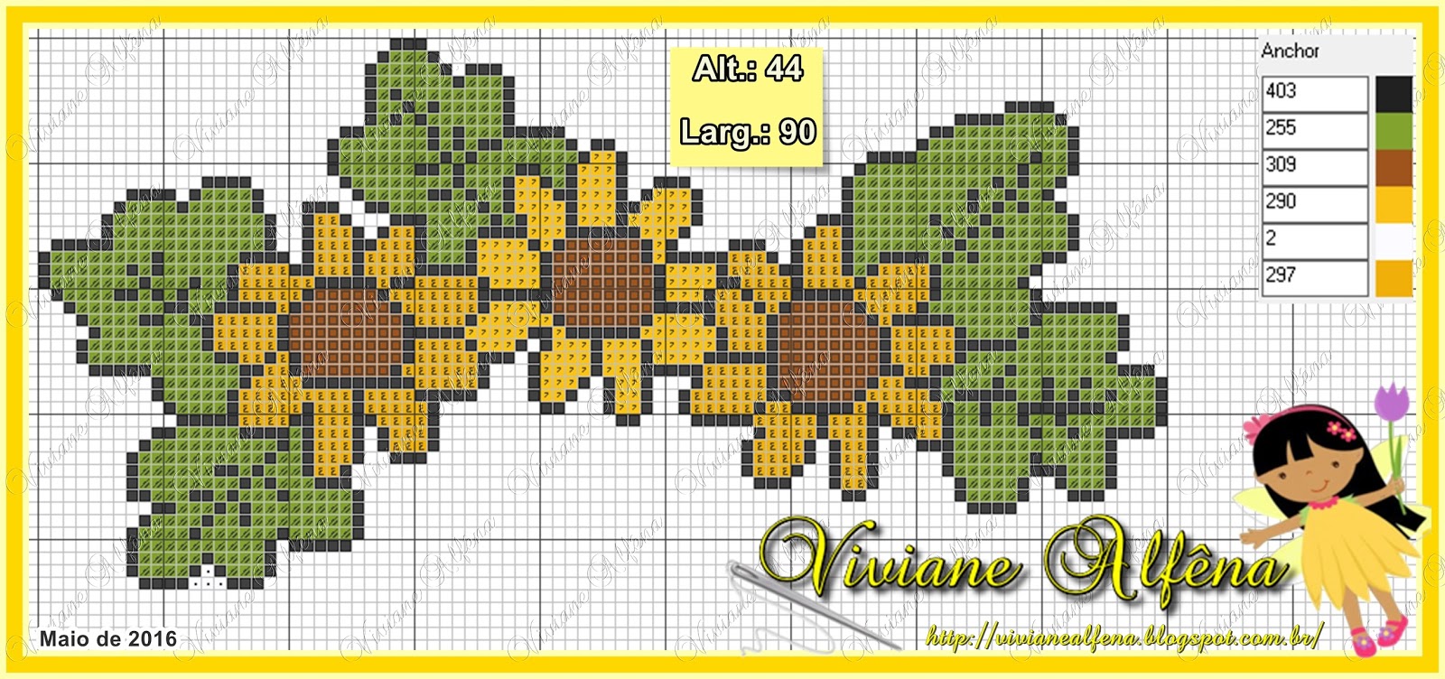 Grafico Ponto Cruz Girassol Viviane Alfêna: Gráfico de girassol