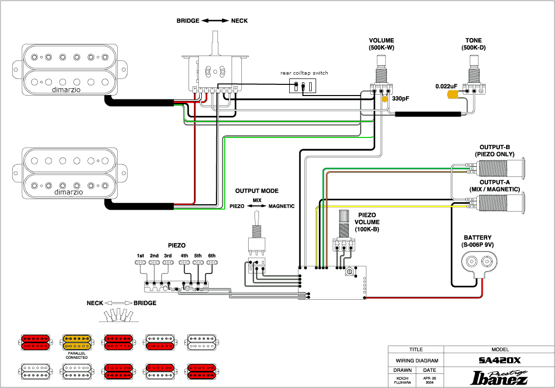 IbanezのギターSA420のピックアップ交換＆配線図-一応メモしておきました dimarzio hsh wiring diagram 