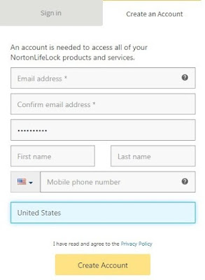 norton setup account