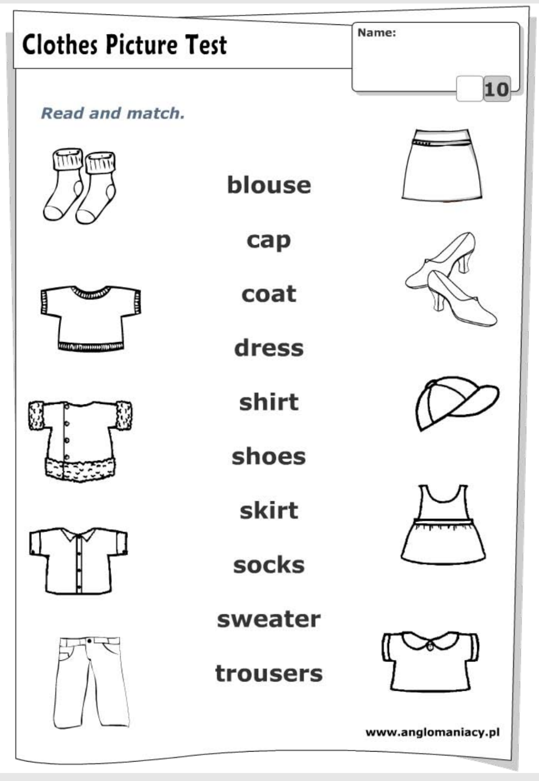 Одежда на английском языке для детей