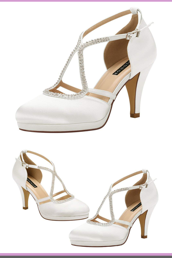 satin closed toe wedding shoes
