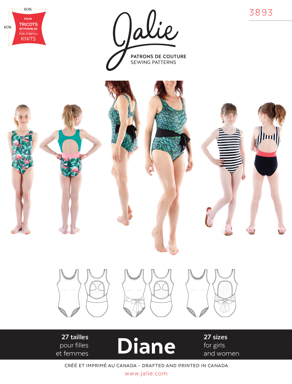Cygne Swimsuit, sizes 32-52 (cup B to G) , PDF sewing pattern | Hariito