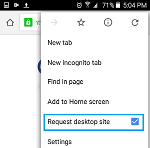 switch back to mobile site chrome android