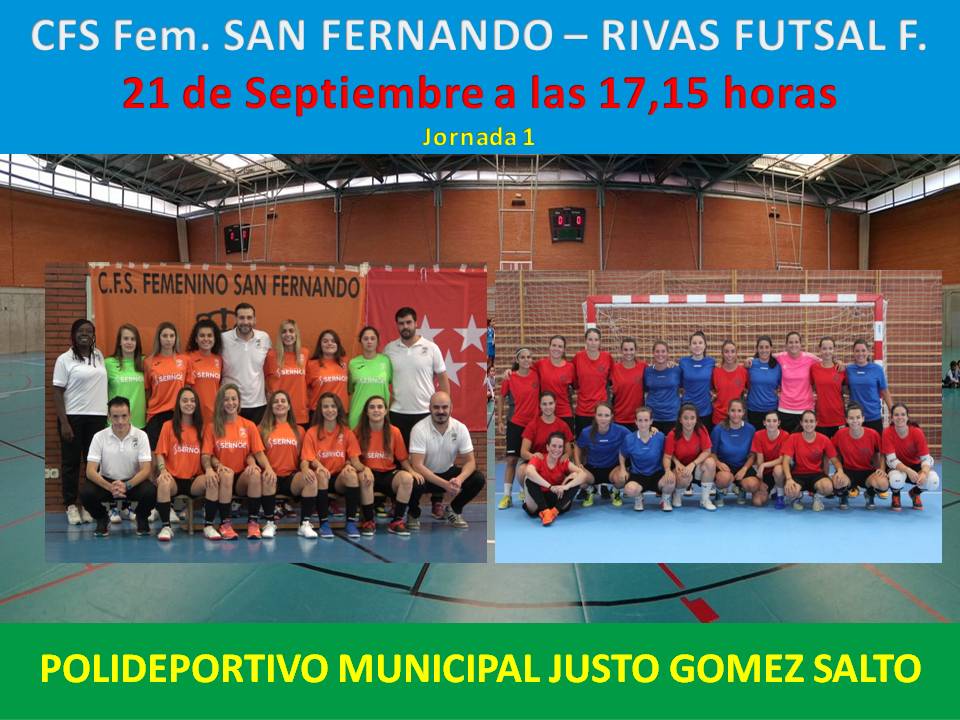 SAN FERNANDO DE HENARES NEWS TV: Comienza la liga en Segunda Nacional Fútbol Sala Femenino, CFS Fem. San Fernando - Rivas Futsal, el 21 de septiembre