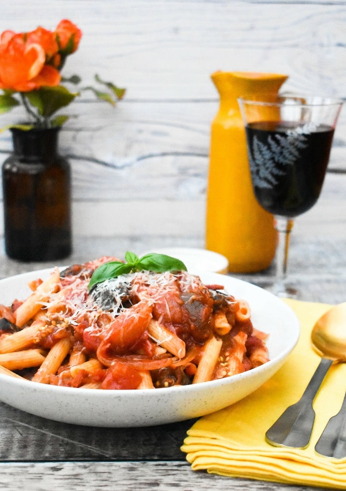 Jamie Style Aubergine Tomato Pasta Sauce Tinned Tomatoes