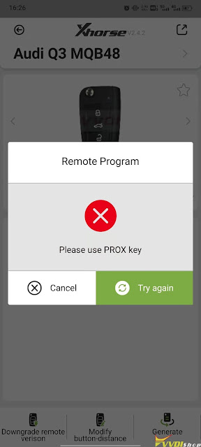 Failed to Generate Xhorse Smart Remote 4