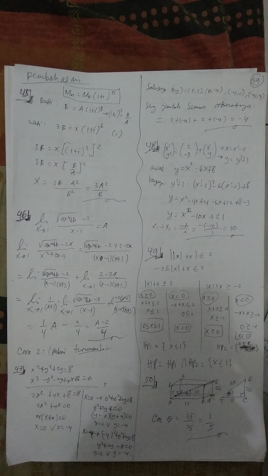 Kunci Soal UTBK 2019 Matematika Saintek Konsep