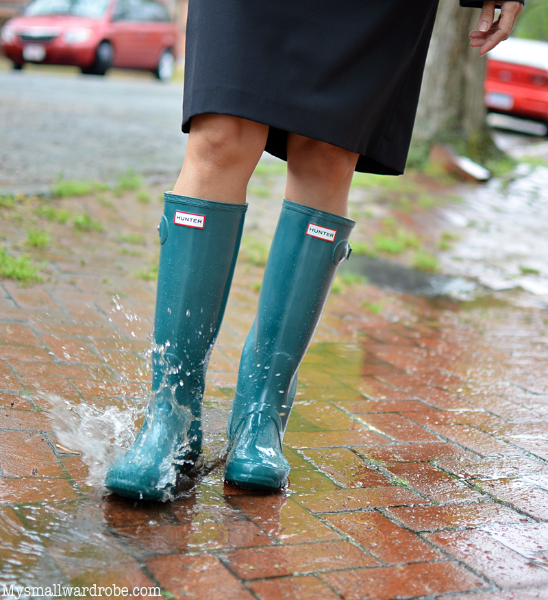 Commuting to Work With Rain Boots MY SMALL WARDROBE