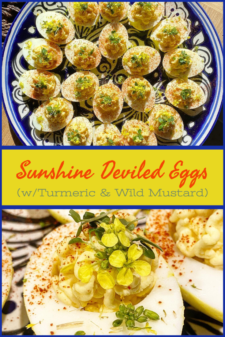 Sunshine Deviled Eggs (with Turmeric & Wild Mustard Blossoms)