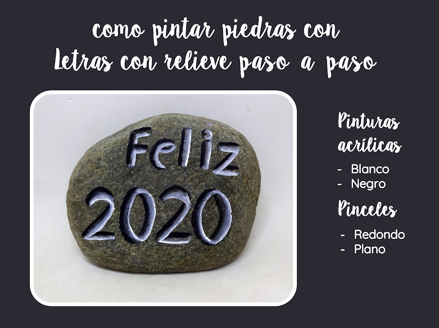 COMO PINTAR PIEDRAS CON LETRAS CON RELIEVE PASO A PASO
