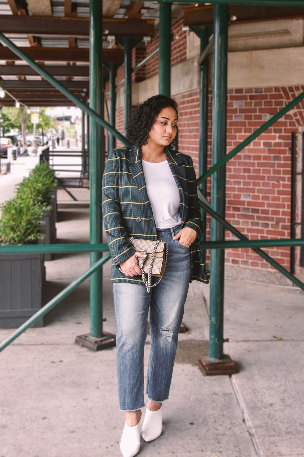 Anine-Bing-Plaid-Blazer Anine bing green plaid blazer