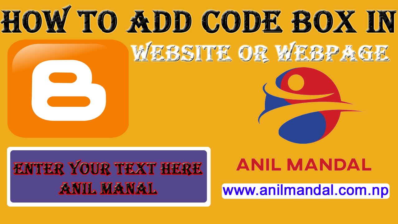 How To Add Code Box In site / page
