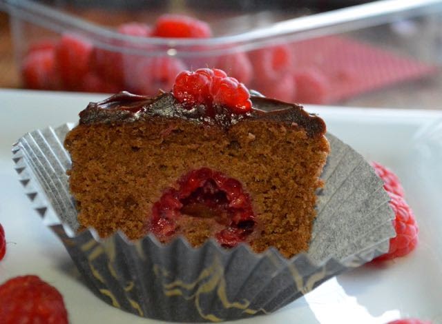 Hidden Raspberry Cupcake showing the raspberry
