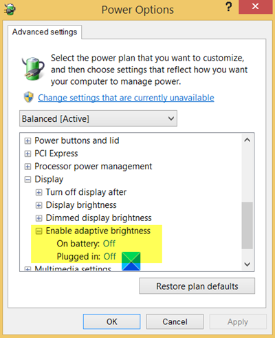 Activer la luminosité adaptative