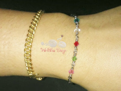 Wire wrapped minima bracelet (Minlet) with Mixed Swarovski Crystal around the wrist
