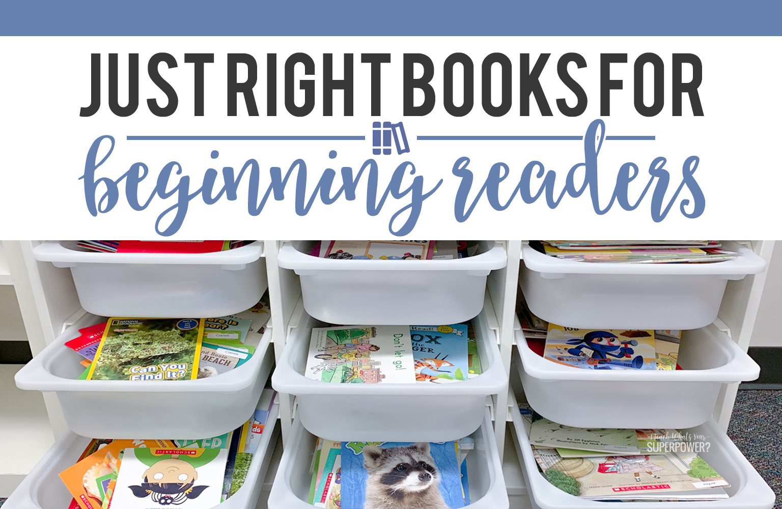 Support beginning readers at home and school by offering them just right books. How to keep it simple and organized and suggestions for low cost ways to begin collecting just right books.