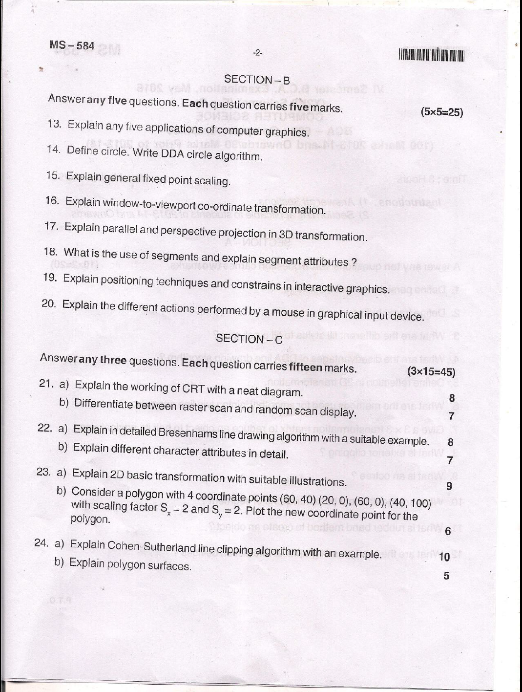 Bangalore University B.c.a. Computer Science Bca 603 Computer