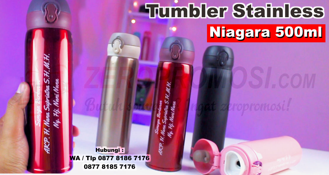 Souvenir Tumbler Stainless Niagara 500ml, Termos Kancing Polos Niagara, Custom Tumbler Niagara Promosi, Tumbler Niagara Starbucks Souvenir, Souvenir Tumbler Thermos Niagara custom logo, souvenir kantor, barang promosi, zeropromosi