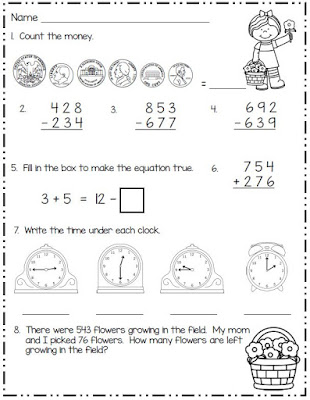 Smiling and Shining in Second Grade: Spring Math for Second Grade