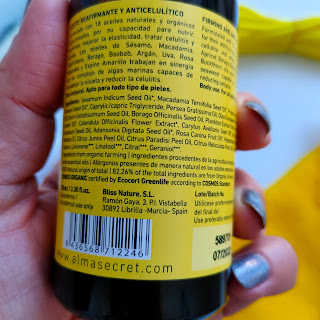ingredientes Aceite corporal Firming Yuzu de Alma Secret, Reseña 05